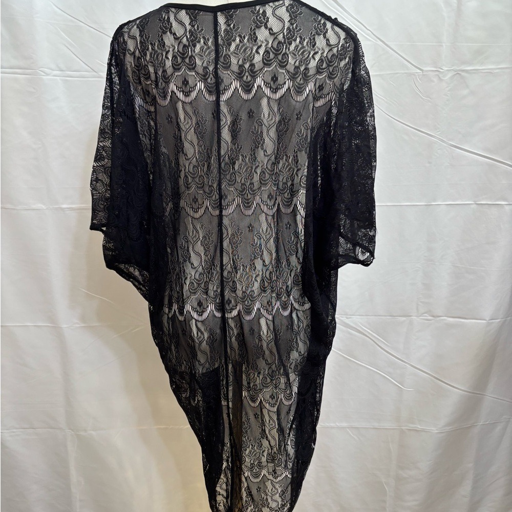 🖤 Black Sheer Lace Kimono Cardigan‎ Boho Duster Cover Up